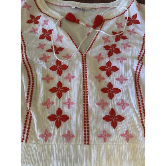 BODEN Marla Embroidered Dress 16 White Gauze Midi Boho Tassels Zip Beach Chic - Picture 8 of 16